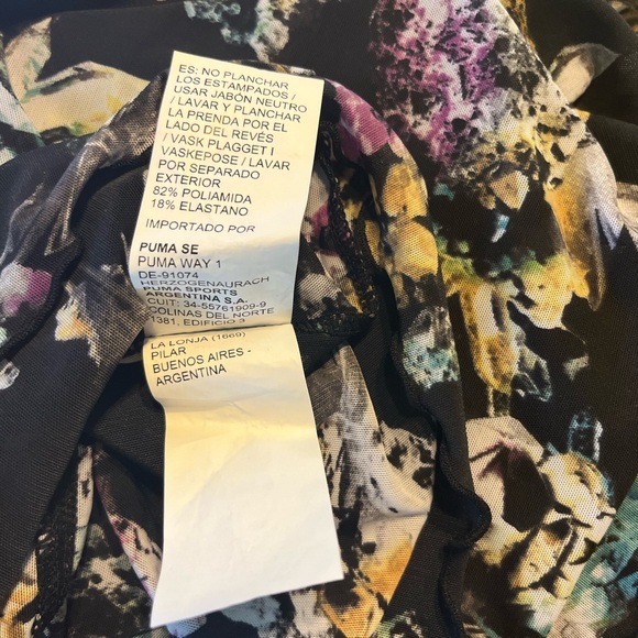 PUMA Floral Graphic Print Semi-Sheer Long Sleeve Fitted Crop Shirt. S. Like NWOT - Picture 9 of 11